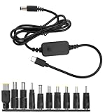 USB Type C PD ケーブル 1.2m 変換プラグ付き 5.5x2.5mm USB C - DC PDアダプターケーブル LED表示 調整可能電圧 5V-9V-12V-15V-20V 昇圧ケーブル 急速充電 Type-C to DC 電源ケーブル 電源コネクタ 充電器 60w 3A 10コネクター 扇風機 携帯電話 タブレット イヤホン カメラ WiFiルーター スピーカー ファン 用