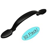Cosmas 9502 FBフラットブラックキャビネットハードウェアFootedハンドルプル – 3 "インチ( 76 mm )穴中心 – 50パック