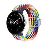 VeveXiao 編組ナイロン弾性時計バンド Google Pixel Watch 2 / Pixel Watch対応 ループ ソフト ストレッチ スポーツリストバンド ストラップ マグネット開閉 Google Pixel Watch対応 (レインボー)