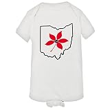 赤ちゃんクリーパーOhio StateマップBuckeyeリーフwith Footballワンピースジャンプスーツ カラー: ホワイト
