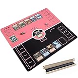 Dnoymab フルサイズ プレイマット 60×60cm 折り目なし TCG ラバー カードゲーム用 マット トレーディング 2人用 滑り止め 全面縫製 軽量・持ち運び 収納バッグ付き (軽量2mm ブラック/ピンク)