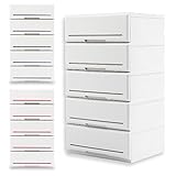 国産 チェスト 収納ケース 衣装ケース 色分けプレート付 5段 幅52cm ホワイト