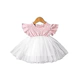 夏ベイビー服 女の子ワンピース Pojour 1-6歳キッズ用かわいいチュールスカート 子供ギフト 綿 通気 ピンク（80cm）