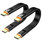 40Gbps USB C ケーブル【13cm 2本セット】短い USB4 Thunderbolt ケーブル 8K@60Hz 映像出力 Flex USBC to USB C コード PD 240W 急速充電 Type C-C コード Thunderbolt 4/3 モニター MacBook iPhone 17 16 Galaxy S26 S25 Pixel LG などType C機種対応