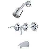 Kingston Brass KB8231NFL NuWave French 3 Handle Tub and Shower Faucet, Polished Chrome [並行輸入品]