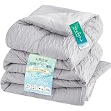 Softime 肌掛け布団 シングル 夏用【接触冷感Q-MAX0.46×天然由来繊維】夏用掛け布団 ひんやり マシュマロケット レーヨンケット リバーシブル ふんわり 柔らかい 通気速乾 洗える 抗菌防臭 防ダニ 肌布団 冷房対策 肌掛け くしゅくしゅ加工 140×190cm グレー