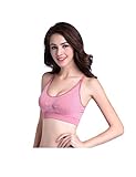 ドレスヌー レディース パッド入り ノーワイヤー 条紋 マタニティ 下着 取り外す可能 授乳 ブラジャー ピンク XL