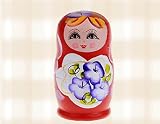 JJdoロシアの人形手描き伝統柄マトリョーシカ木製人形5個セット　ホルムアルデヒド匂いない (4cm-11cm赤い)