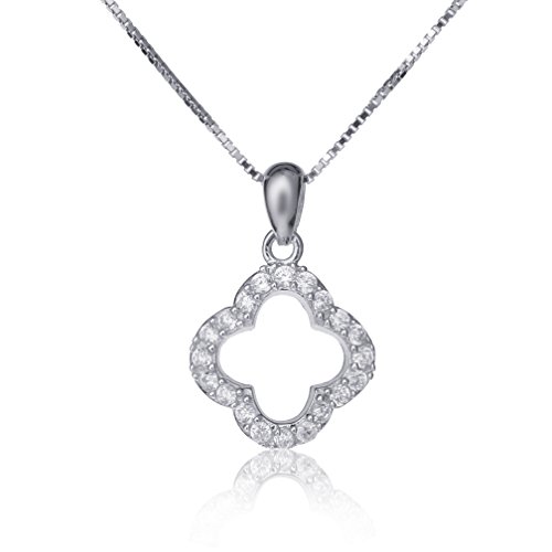 四葉輪郭程よいキラキラ　ペンダントネックレス　シルバー925【ギフトジュエリー】【エコーパッケージ　ミニポーチ付】