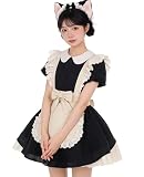 [KALAOK] メイド 服 ゴスロリ カチューシャ 付き コスチュームセット 清楚 可憐 萌え レディース 遊園地 900 L