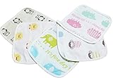 O’ｚ star ガーゼ ハンカチ セット 綿 6重 厚手 ベビー 子供 コットン タオル ループ付 (5枚セット　Ｂ)