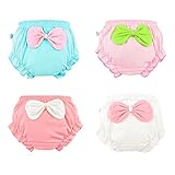 Elmely 100%綿製 幼児 ベビー ショーツ ブリーフ 無地 かわいい 蝶結び パンツ 男女兼用 日替わり 80 90 100 110 120【4枚セット】