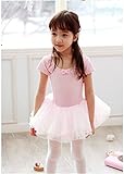 candykids　可愛さ満点！初めてバレエをスタートさせるちびバレリーナさんにおすすめです! レオタード 子供用 ストレッチ　ダンス衣装　ワンピース　ステージ衣装 練習着　女の子 (150cm, ピ