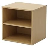 不二貿易 キューブボックス 棚付き 2段 幅34.5cm 組換え自由 ナチュラル 81902