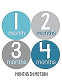 Months in Motion 158 Baby Month Stickers for Newborn Boy Blue Grey by Months In Motion