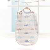 ふわふわ6重ガーゼスリーパー Mサイズ(新生児~3歳頃) 子供 オーガニック コットン ねまき (30x40cm, 青い車)