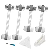 赤ちゃん用安全ストラップロック 調整可能 - 子供用スライドロック 赤ちゃんに安全 キャビネット ドア 家具 タンス 家電製品 冷蔵庫 便器に