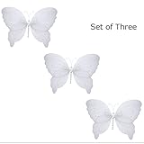 Set of 3 : Hangingバタフライホワイトクリスタルナイロンメッシュ蝶赤ちゃん保育園寝室の女の子部屋天井壁装飾結婚誕生日パーティーシャワーホームPlayroomデコレーションby bugs