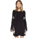 BOBORA レディース チュニック ワンピース マタニティ レース トップス シャツ　白 黒 Aライン ゆったり 長袖 体型カバー おしゃれな妊娠服