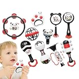 Rebornsun Rattle Toy Set, パンダ型手搖れラトル, 知育音楽玩具 握りやすいベビーラトル 感覚遊びと幼児教育用おもちゃ
