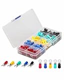 LIKENNY 端子セット 圧着端子 10種類 丸型端子 U形端子 収納ケース付き 電線接続用 絶縁圧着端子セット（約200個入り）