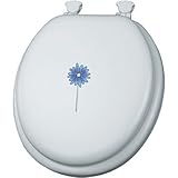 Mayfair 1349EC 000 Daisy in Bloom Embroidered Soft Toilet Seat with Lift-Off Hinges, Round, White by