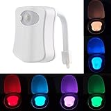 人感センサーライト自動点灯/消灯LED夜灯 省エネ 防水 8色変換 トイレ/お手洗い/便器照明用常夜灯（電池式）