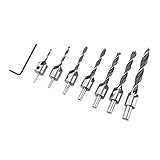 7 Pcsスチールカウンターシンクドリルビット、3mm-10mm、1 Pcヘックスキー、木工用リーマツールキット