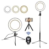 【2020最新版】LEDリングライト - 6インチリングライト 三脚スタンド付き usbライト 自 撮り 用 ライト 3色モード付き 10段