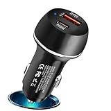 車の充電器、車の充電器アダプター | 2ポート自動車充電器アダプター,USB カーチャージャー 60W Type-C カーアダプター PD 急速充電カーチャージャー 携帯電話用