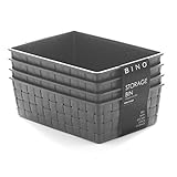 BINO　プラスチック編み収納バスケット 4PK- XS グレー 11033-GRY