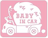 imoninn BABY in car ステッカー　【マグネットタイプ】　No.37　ハリネズミさん　（ピンク色）