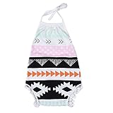 PER ベビーロンパース　カバーオール キッズ ホルターネック　バックレス 幼児　女の子　可愛い　綿　夏（0-18ヶ月） (80cm)