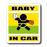わーるどくらふと BABY IN CAR 野球 野手バージョン ステッカー （きいろ）