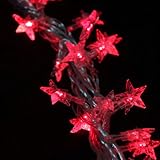 Fuloon　10M 80灯　スター　庭園ガーデンライト　ロープライト　自動点灯　イルミネーション「6色選べる」　クリスマス、パーティー、結婚式 (レッド)
