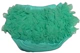 Solid Aqua Ruffle Chiffon Petti Ruffle Bloomer Diaper cover. Size small. 0 to 15 months. Great for P