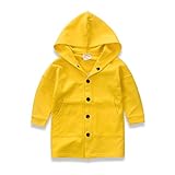 PANCY 子供服 春秋 防風コート フード付き パーカー 風抜け ジャケット 男の子 女の子 ロング丈 韓国風 かっこいい プリント(イエロー,100cm)
