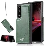 【Aqier】互換性 Xperia 5 IV/au SOG09 / docomo SO-54C / SoftBank A204SO XQ-CQ44 用（ダルグリーン) ソニー エクスペリア5iv ドコモso54c ソフトバンクa204so 楽天モバイルxqcq44 スマホケース 背面カード 収納 軽量 多機能 手帳型カバー xperia 5iv GREEN