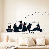 黒猫ステッカーファミリーホームルームリムーバブル Wallsticker 壁紙アートの壁画