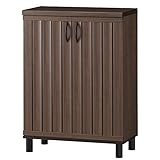 白井産業【SHIRAI】下駄箱 靴箱 ガルバートン 通気扉 ダークブラウン 幅75cm 高さ約103cm GBT-1075D