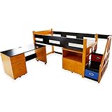 ロフトベッド システムベッド 子供用ベッド 収納ラック付 デスク付 3点セット ブラウン×ライトブラウン