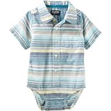 OSHKOSH(オシュコシュ) ストライプボタンフロントボディスーツ ストライプ ロンパース半袖 18ヶ月【並行輸入】