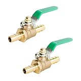Aopinボールバルブ真鍮10mm / 2/5" ホースバーブ x 10mm / 2/5" ホースバーブ バルブ水、油、ガスの液体を遮断、ビニールハンドル付き、に適しPEX、銅、HDPE2 個