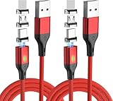 マグネット 充電ケーブル 3in1 USBケーブル QC3.0急速充電とデータ伝送 磁石 磁気 防塵 着脱式 Type-L マイクロUSB Type-C コネクタ タイプ-c Micro USB Cable LEDインジケーター付き (1m*2)