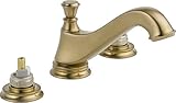 Delta 3595LF-CZMPU-LHP Cassidy Two Handle Low-Arc Widespread Bathroom Faucet with Metal Pop-Up Drain