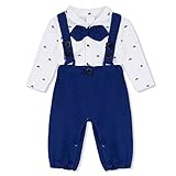 （アイム）iiniim　ベビーロンパース　男女赤ちゃん　兼用　長袖　サロペット　蝶ネクタイ付き　子供カジュアルウエア　日常身なり　パーティー　演出　プレゼント　9-12/12-18/18-24ヶ月　紺