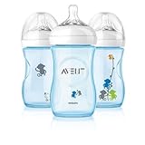 Philips AVENT 9 Ounce BPA Free Natural Polypropylene Bottles, 3 Pk, Blue Monkeys by Philips AVENT