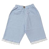 2018年 春物 UZULAND ウズランド 布帛 裾レース ロング丈パンツ サックス◇90cm