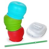 SipSnap こぼれないシリコンコップカバーKID 3個セット+キャリーケース+ストロー (サンドミックス) [並行輸入品]