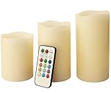 12色のカラー変更可能【3サイズ3台セット】LED キャンドルライト 自宅をお洒落に！ リモコン付属 どこでも設置できる電池式